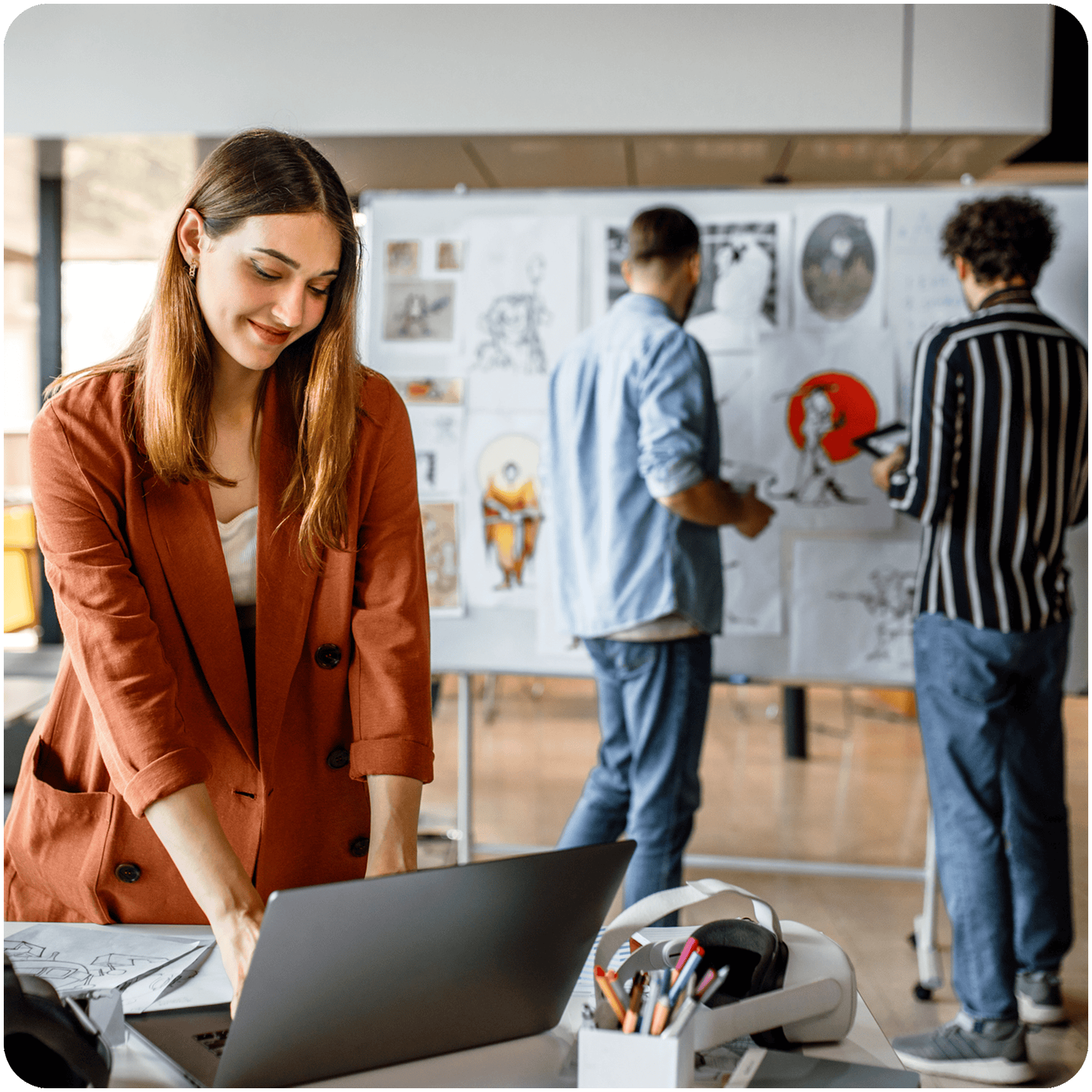 gaming professionals working in the office