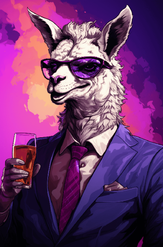 Generative AI Sample Image - Lama Drinking Cocktail